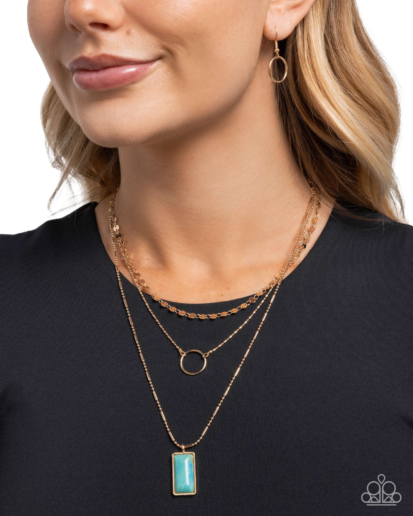 Layered Lyric - Green Stone, Gold Necklace - Paparazzi Accessories