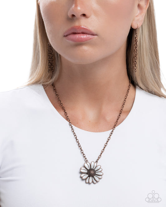 Parisian Posy - Copper Daisy Pendant Necklace - Paparazzi Accessories