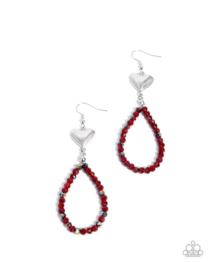 Treasured Teardrops - Red UV Shimmer Teardrop Earrings - Paparazzi Accessories
