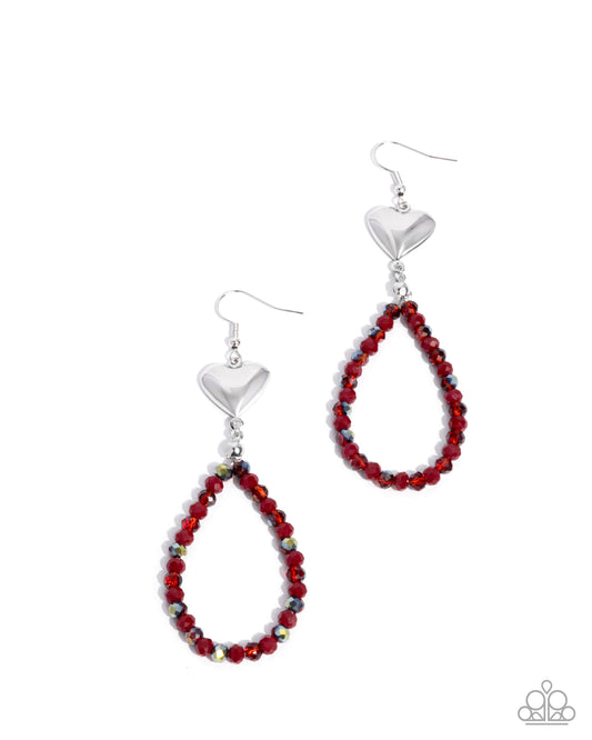 Treasured Teardrops - Red UV Shimmer Teardrop Earrings - Paparazzi Accessories