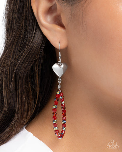 Treasured Teardrops - Red UV Shimmer Teardrop Earrings - Paparazzi Accessories