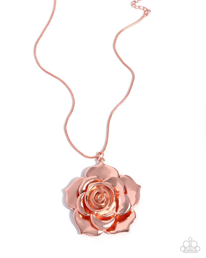 Restful Rose - Copper Rose Pendant Necklace - Paparazzi Accessories