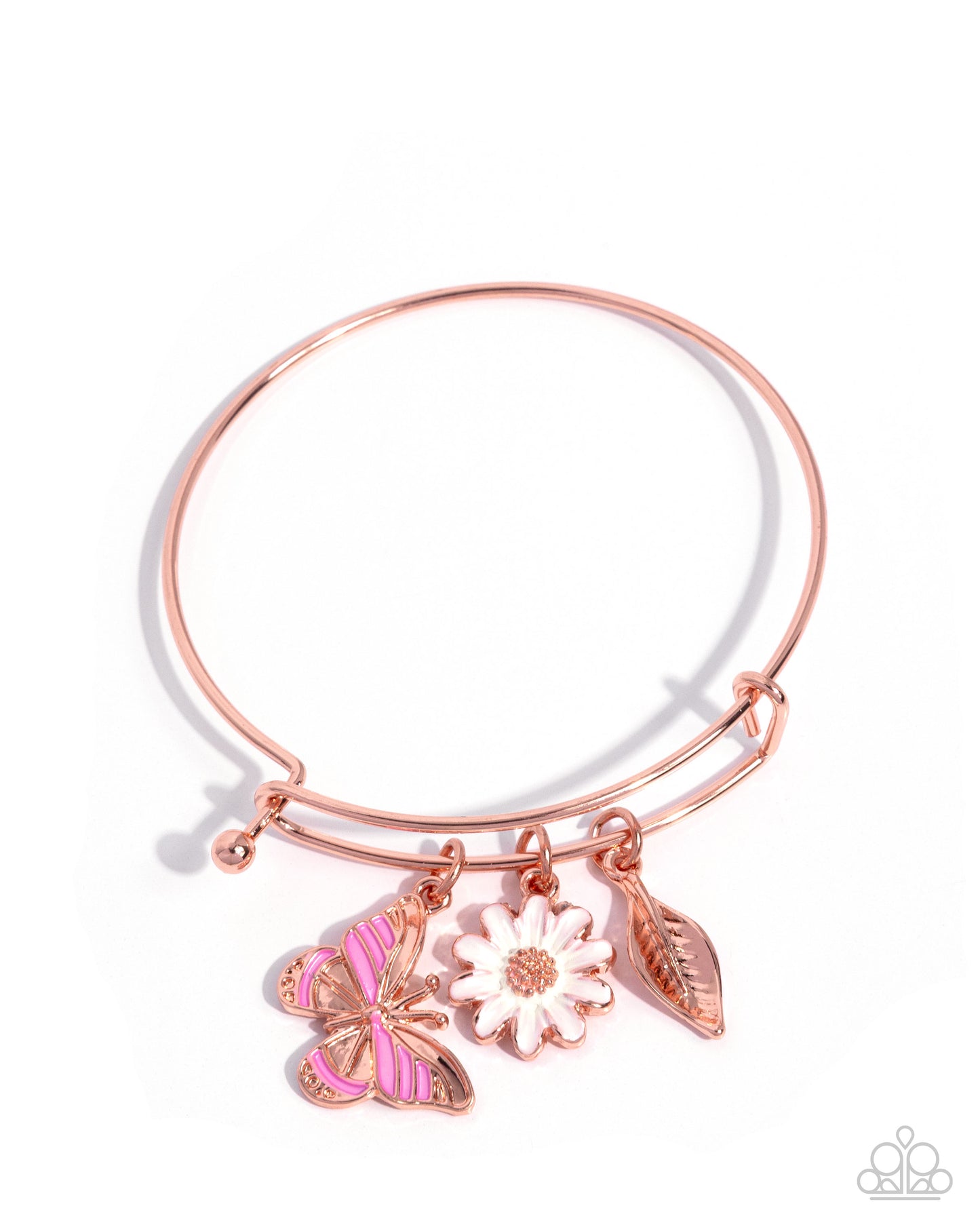 Feminine Fate - Copper Charms Expandable Bangle Bracelet - Paparazzi Accessories