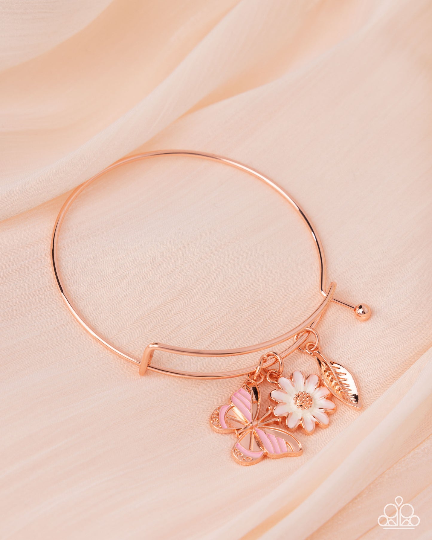 Feminine Fate - Copper Charms Expandable Bangle Bracelet - Paparazzi Accessories