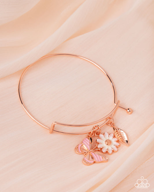 Feminine Fate - Copper Charms Expandable Bangle Bracelet - Paparazzi Accessories