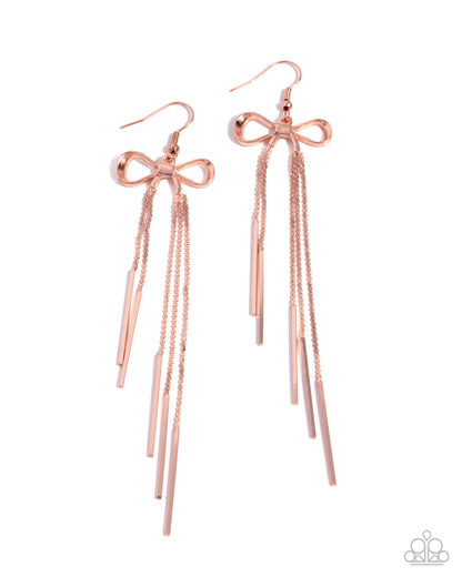 Coquette Craze - Copper Bow Fishhook Earrings - Paparazzi Accessories