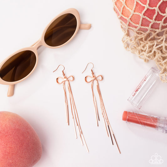 Coquette Craze - Copper Bow Fishhook Earrings - Paparazzi Accessories