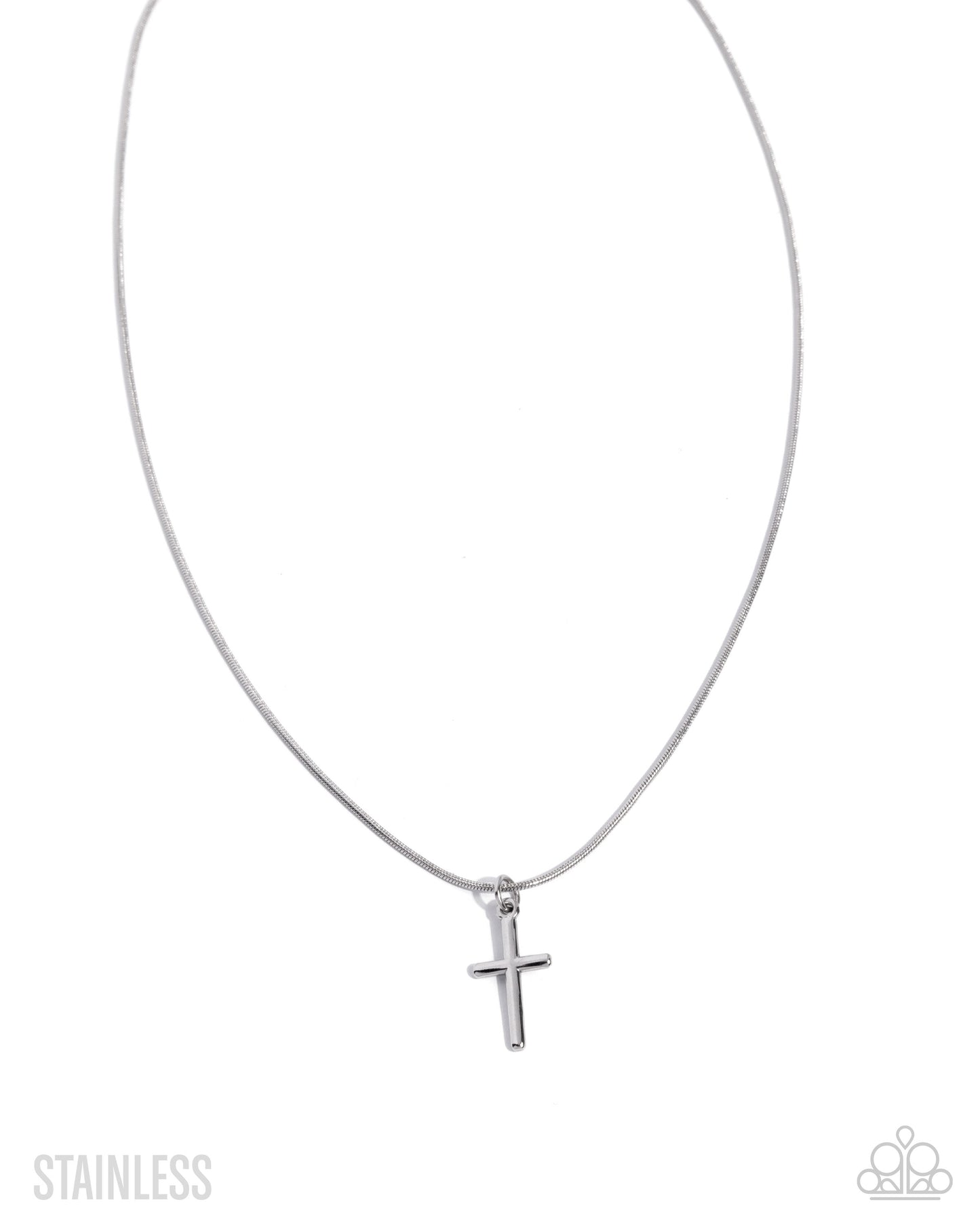 Giving Grace - Silver Cross Pendant Necklace -Stainless Steel - Paparazzi Accessories