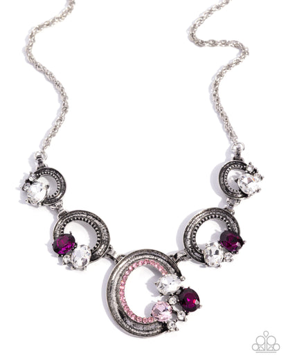 Polished Perch - Pink Rhinestone Silver Necklace - Paparazzi Accessories