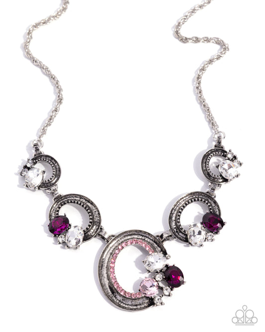 Polished Perch - Pink Rhinestone Silver Necklace - Paparazzi Accessories