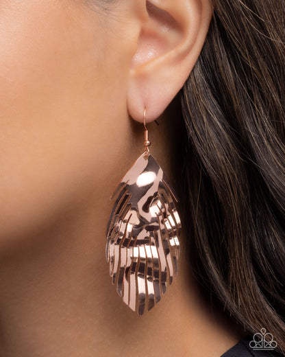 Acutely Abstract - Copper Palm-like Fishhook Earrings - Paparazzi Accessories