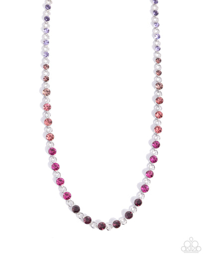 Mesmerizing Model - Purple Rhinestone, Silver Necklace - Paparazzi Accessories
