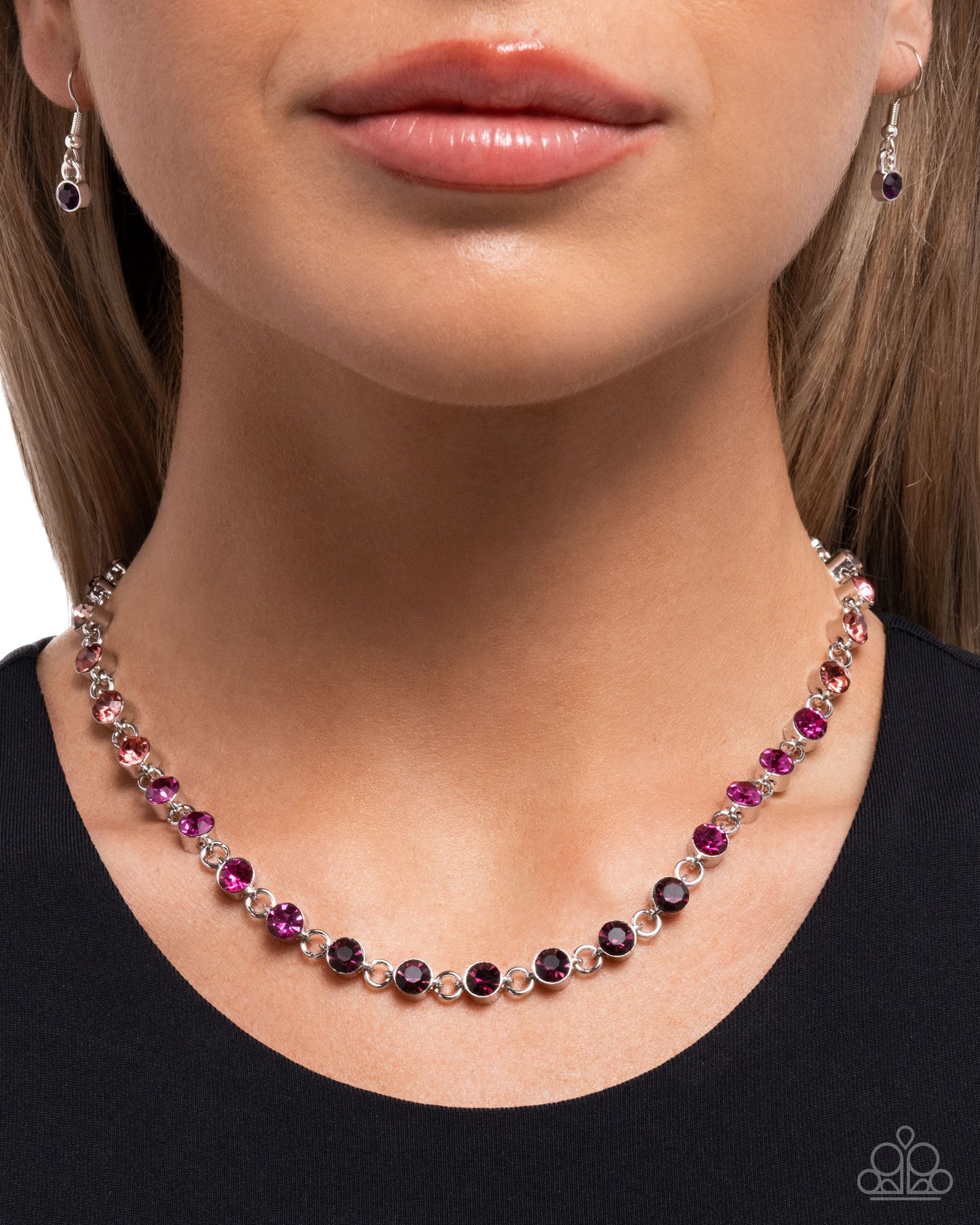 Mesmerizing Model - Purple Rhinestone, Silver Necklace - Paparazzi Accessories