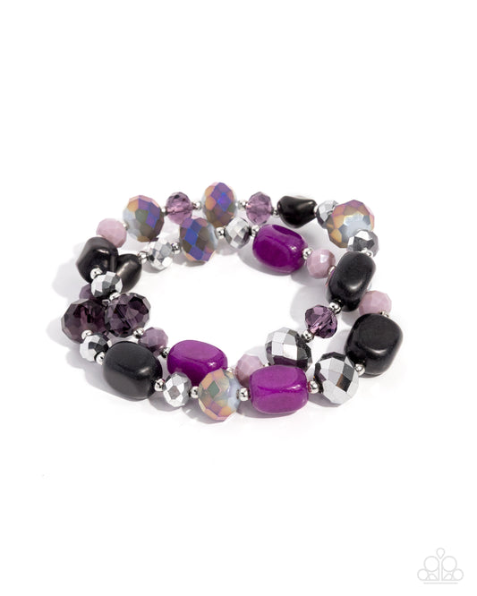 Colorful Captain - Purple Bead Stretchy Bracelet Stack - Paparazzi Accessories