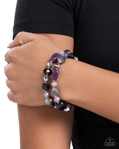 Colorful Captain - Purple Bead Stretchy Bracelet Stack - Paparazzi Accessories