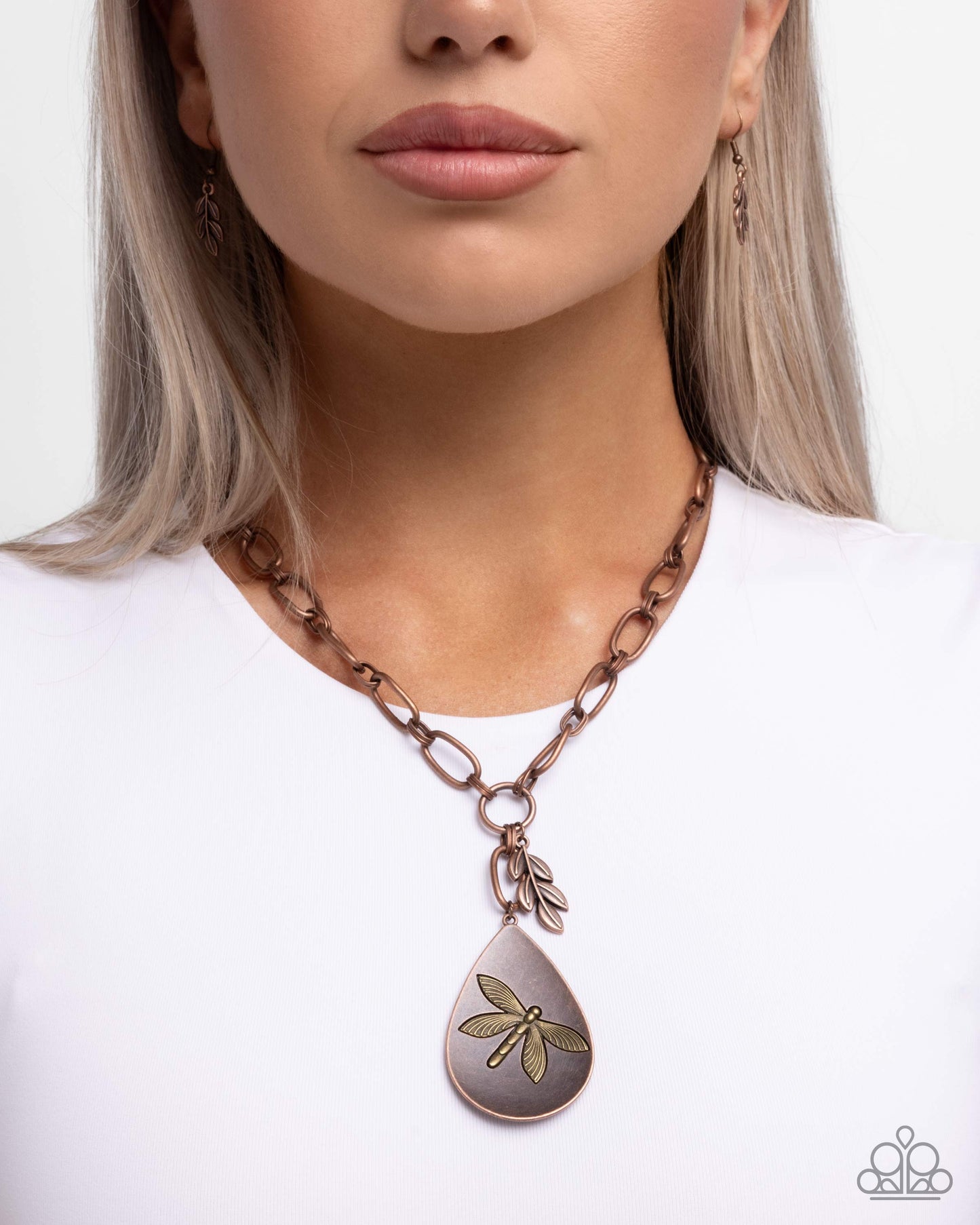 Deluxe Dragonfly - Copper Pendant Necklace - Paparazzi Accessories