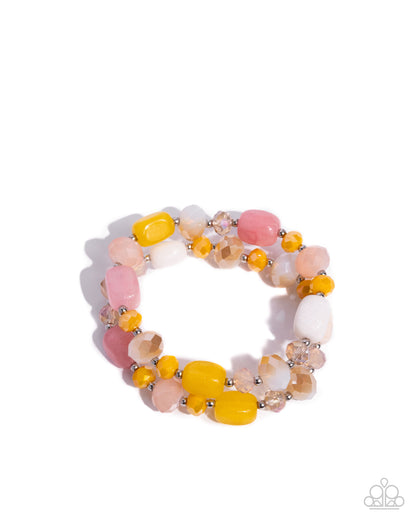 Colorful Captain - Yellow Beaded Stretchy Bracelet - Paparazzi Accessories