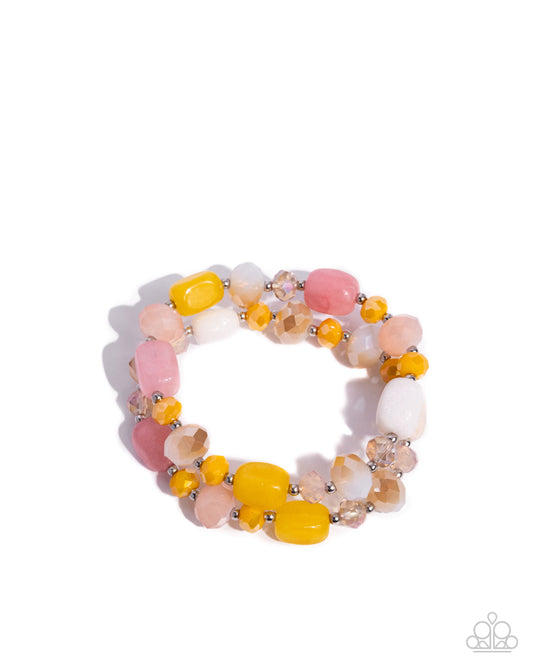 Colorful Captain - Yellow Beaded Stretchy Bracelet - Paparazzi Accessories