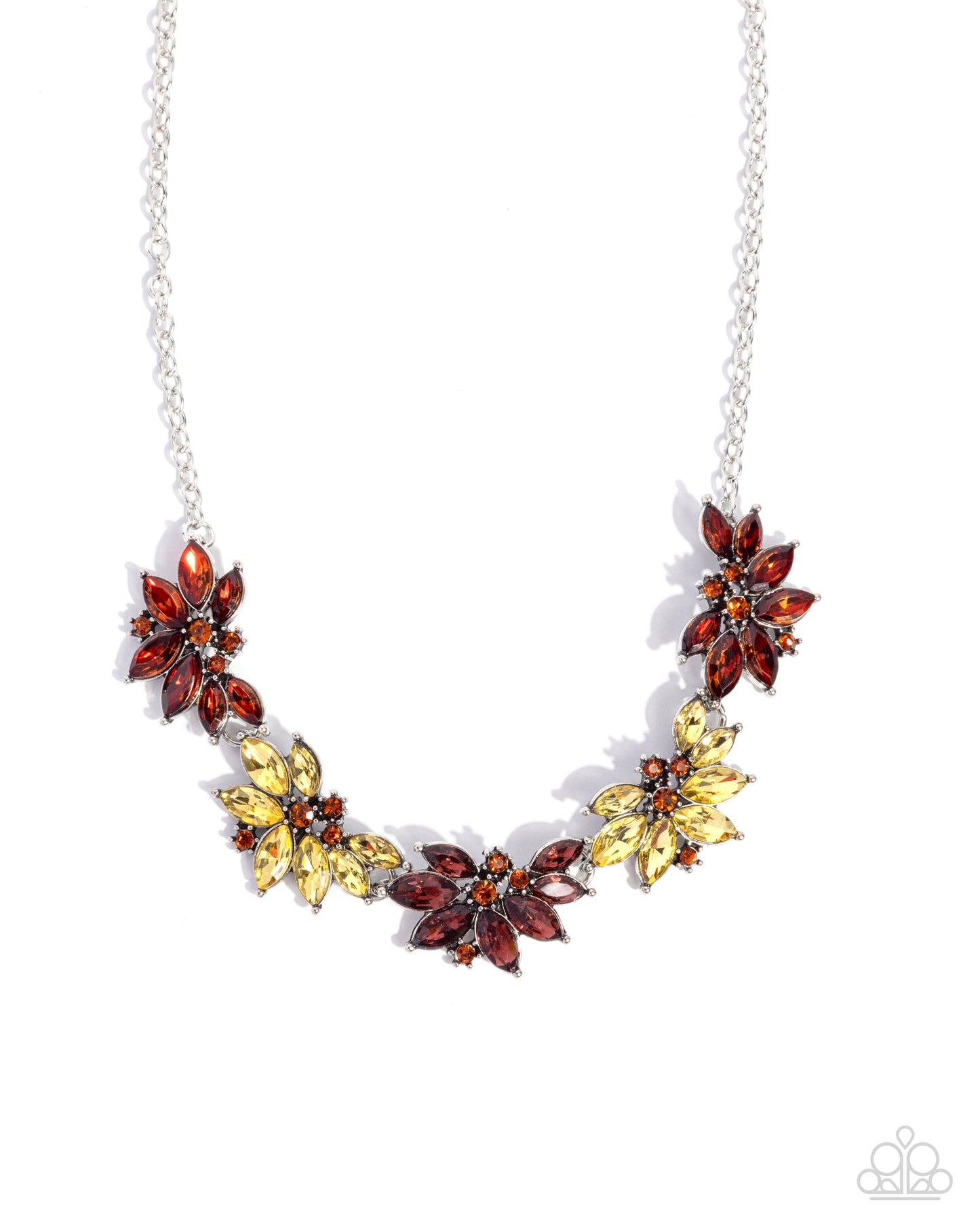 Springtime Season - Brown and Yellow Rhinestone Necklace - Paparazzi Accessories
