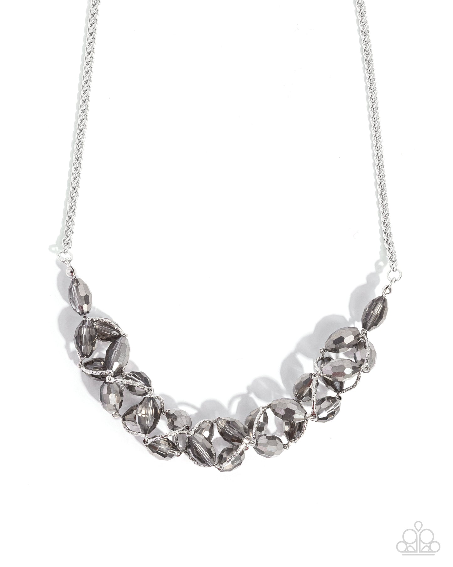Coiled Couture - Silver Smoky Rhinestone Necklace - Paparazzi Accessories