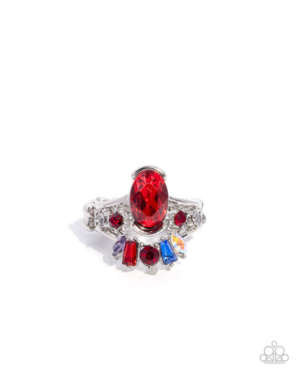 Sovereign Shapes - Red Rhinestone Ring - Paparazzi Accessories