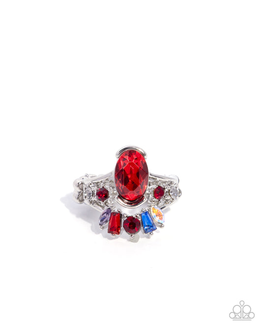 Sovereign Shapes - Red Rhinestone Ring - Paparazzi Accessories