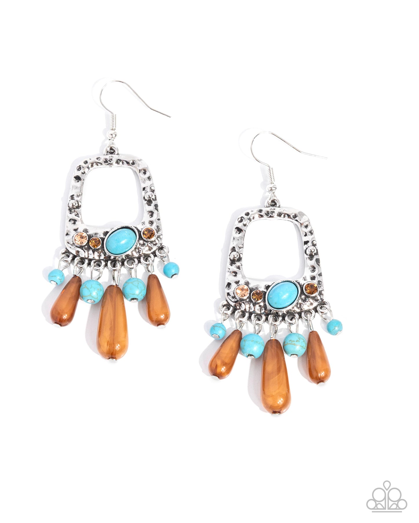 Creative Craft - Blue Turquoise Crackle Stone Silver Fishhook Earrings - Paparazzi Accessories