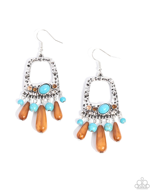 Creative Craft - Blue Turquoise Crackle Stone Silver Fishhook Earrings - Paparazzi Accessories