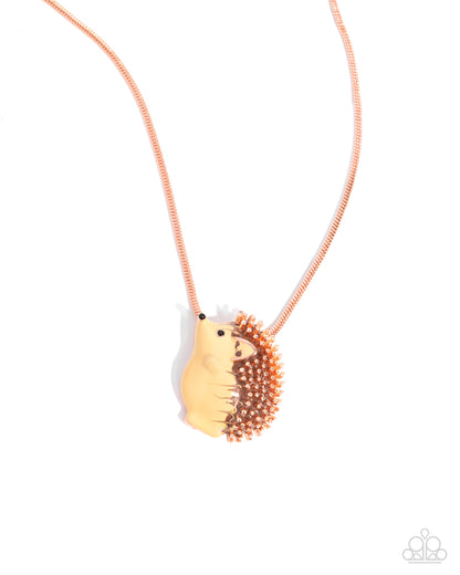 Porcupine Pizzazz - Copper Yellow Enamel Pendant - Paparazzi Accessories