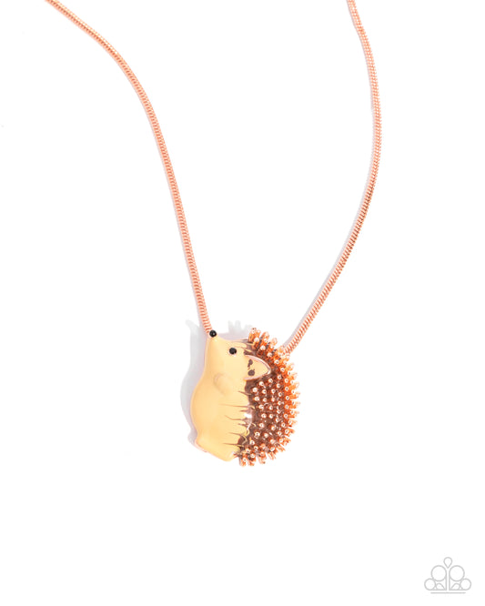 Porcupine Pizzazz - Copper Yellow Enamel Pendant - Paparazzi Accessories