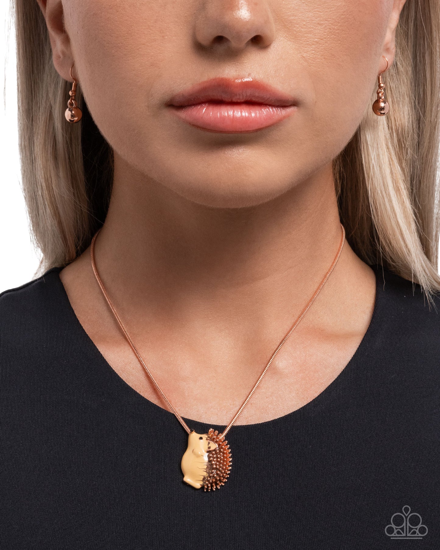 Porcupine Pizzazz - Copper Yellow Enamel Pendant - Paparazzi Accessories