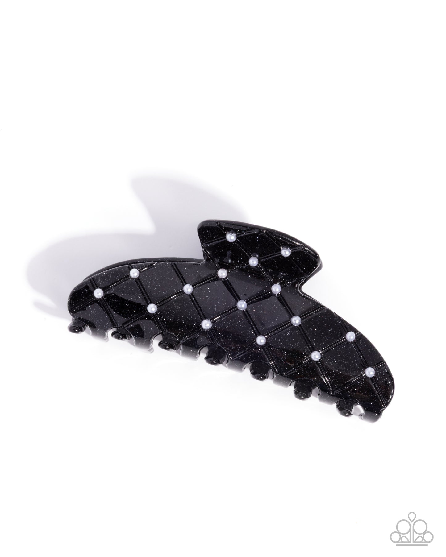 Precise Pearls - Black Acrylic and Pearl Claw Clip - Paparazzi Accessories