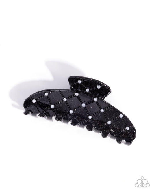 Precise Pearls - Black Acrylic and Pearl Claw Clip - Paparazzi Accessories