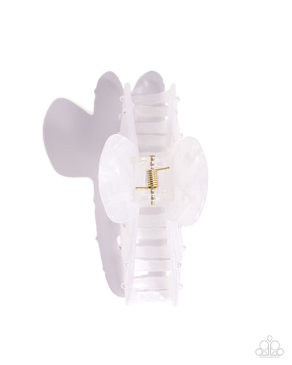 Precise Pearls - White Translucent Acrylic & Pearl Claw Clip