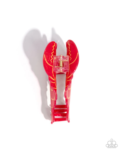 Lobster Leisure - Red Marbled Acrylic Claw Clip - Paparazzi Accessories