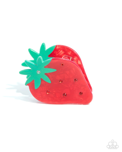 Strawberry Showcase - Red Acrylic Strawberry Claw Clip - Paparazzi Accessories
