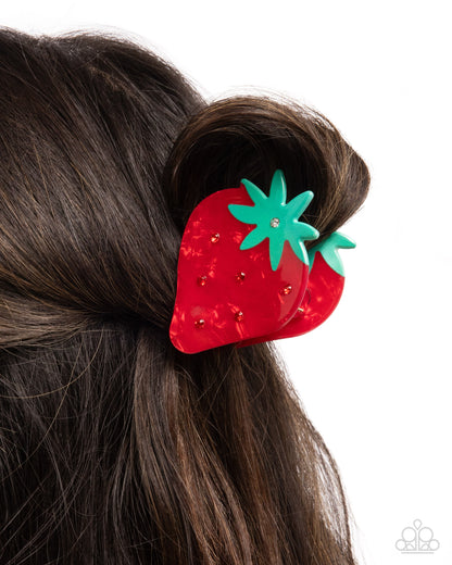 Strawberry Showcase - Red Acrylic Strawberry Claw Clip - Paparazzi Accessories