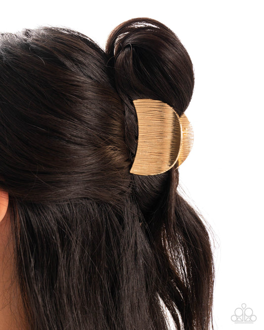 Steadfast Sheen - Gold Crescent Moon Claw Clip - Paparazzi Accessories