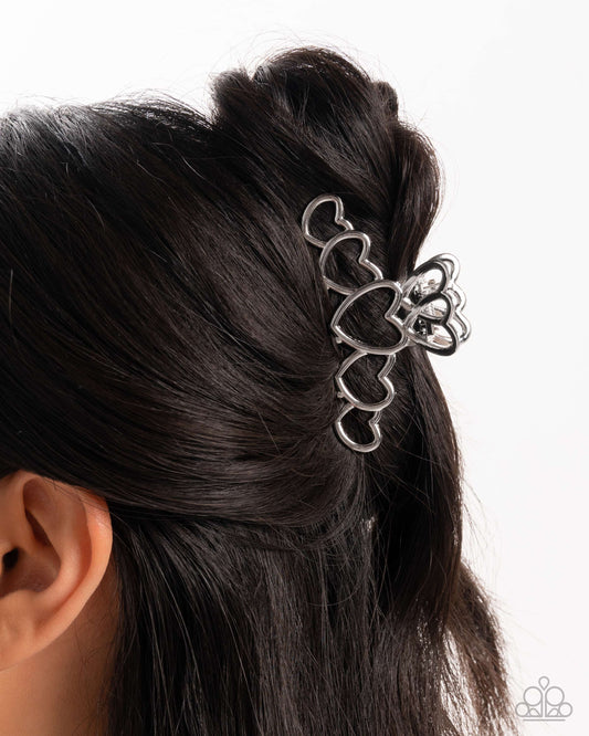 Youre Still The One - Silver Heart Claw Clip - Paparazzi Accessories