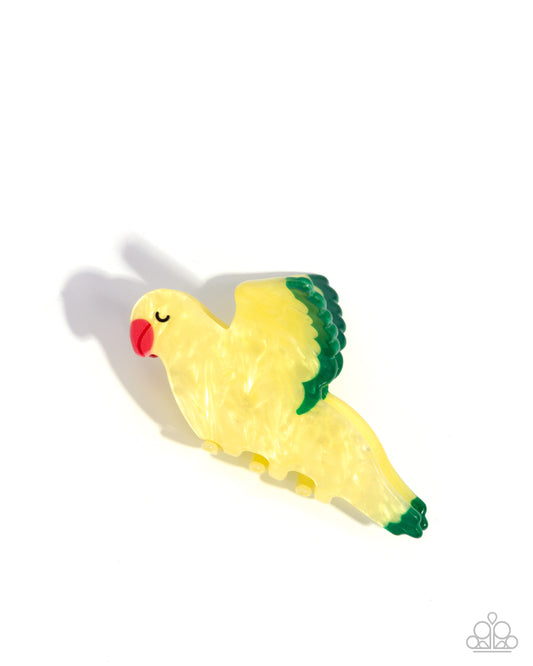 Canary Chic - Yellow Marbled Acryclic Claw Clip - Paparazzi Accessories