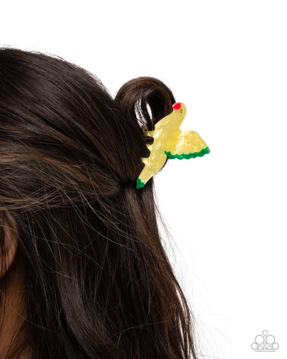 Canary Chic - Yellow Marbled Acryclic Claw Clip - Paparazzi Accessories