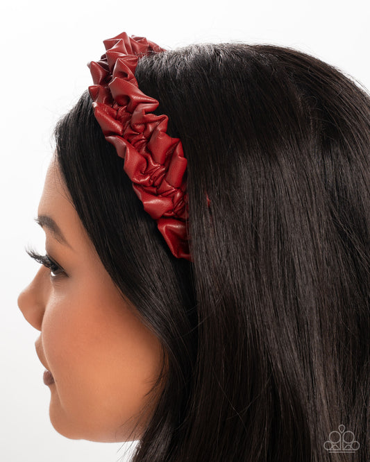 Ruffled Rebel - Red Leather Headband - Paparazzi Accessories
