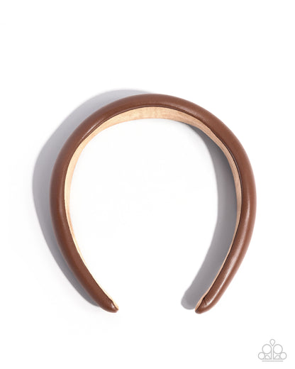 Exciting Eloquence - Brown Leather Headband - Paparazzi Accessories