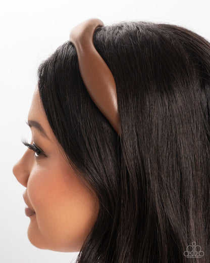 Exciting Eloquence - Brown Leather Headband - Paparazzi Accessories