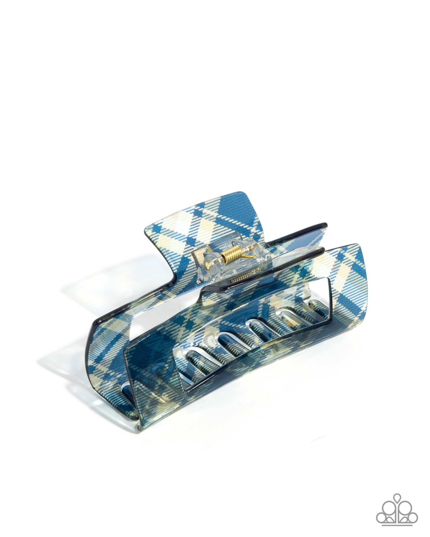 Prized Plaid - Blue Plaid Claw Clip - Paparazzi Accessories