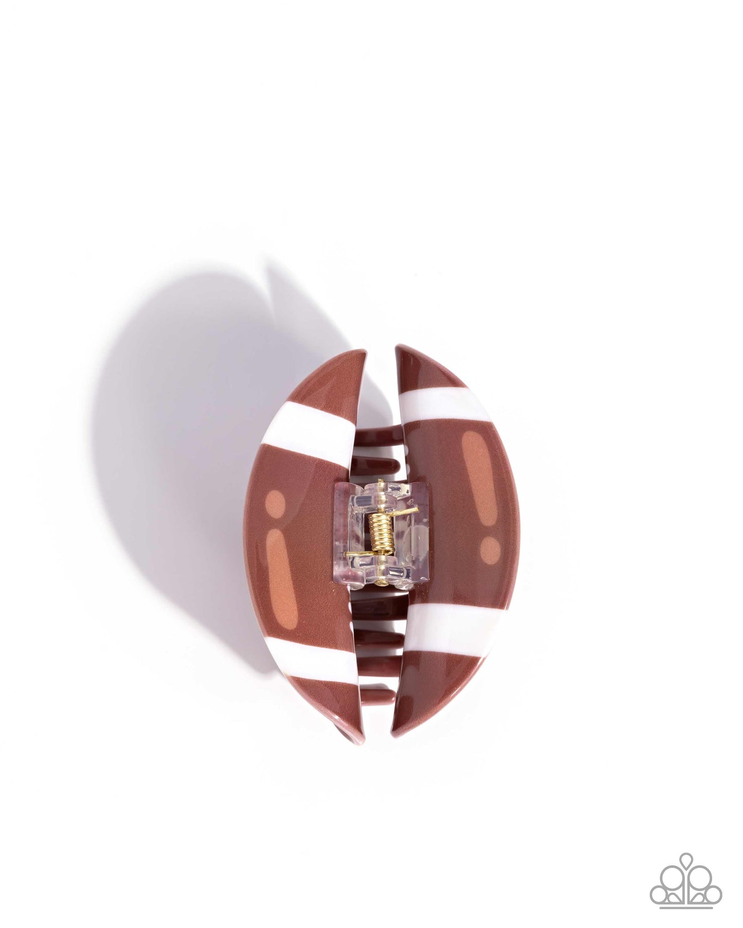 Touchdown Tale - Brown & White Acrylic Football Claw Clip - Paparazzi Accessories