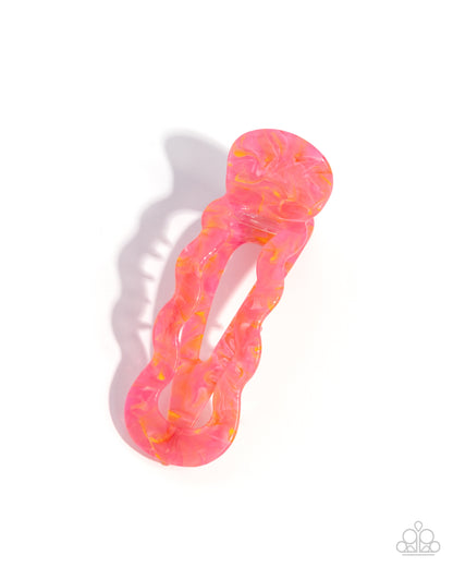 Jovial Jellyfish - Pink, Orange Marbled Acrylic Claw Clip - Paparazzi Accessories