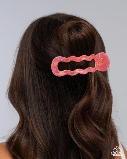 Jovial Jellyfish - Pink, Orange Marbled Acrylic Claw Clip - Paparazzi Accessories