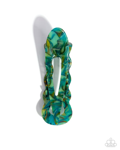 Jovial Jellyfish - Green Marbled Acrylic Claw Clip - Paparazzi Accessories