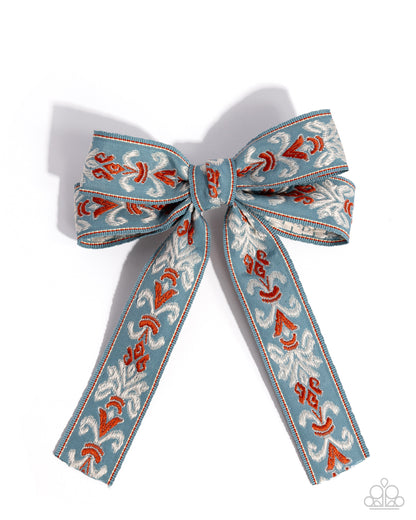 Printed Parlor - Blue, Red and White Hair Bow Clip - Paparazzi Accessories